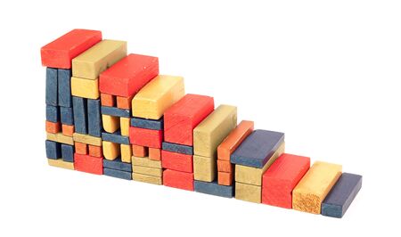 Isolated block stairs leading to nowhere, isolated on whiteの写真素材