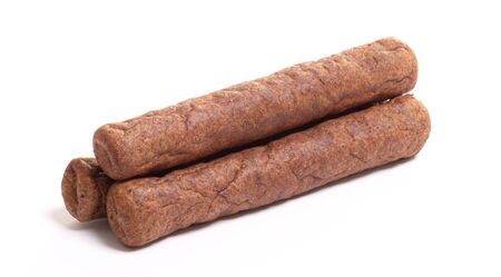 Three frikadellen, a Dutch fast food snack, isolatedの写真素材