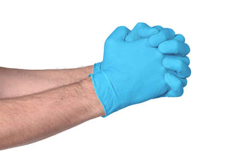 Latex glove isolated on white background - Medical equipment, protection gloves