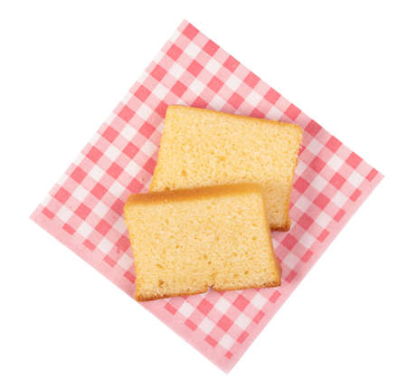 Traditional homemade sliced buttercake, isolated on a white background