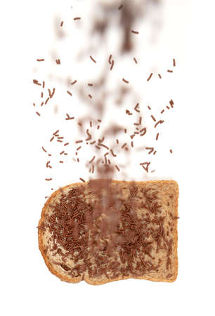 Typical dutch chocolate sprinkles falling (sprinkles), used on bread, cake or desserts