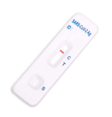 Rapid covid-19 strip test isolated on white - Negative tested