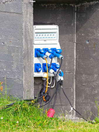 Power sockets at a camping site on Icelandの写真素材