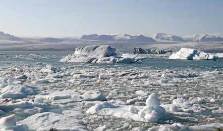 Icebergs float on Jokulsarlon glacier lagoon - Iceland (south)