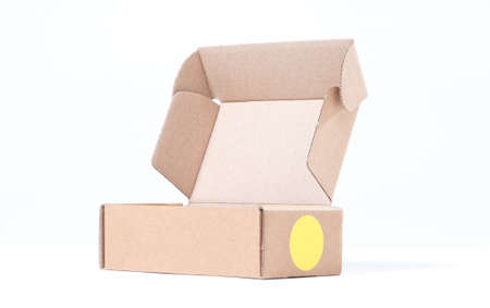 Open cardboard small box isolated on white background