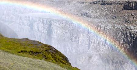 Dettifoss, Iceland. The waterfall is situated in VatnajÃ¶kull National Park in Northeast Iceland, and is reputed to be the most powerful waterfall in Europeの写真素材