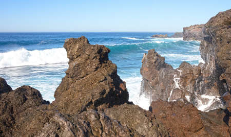 Huge waves crashing on the coast of Lanzarote, Canary Islands, Spain