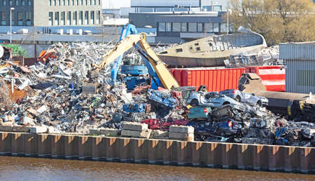 Scrapyard, lot of metal waiting to be processed