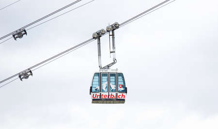 Unterbach, Switzerland on July 16, 2020: Cable car in the village of Unterbach, Switzerland