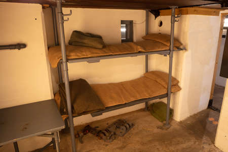 Inside of an old bunker from WW2, used by the dutch and the germansの写真素材