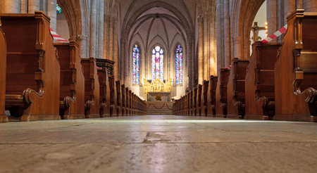 Sion, Switzerland on July 18, 2020: Interior of the Cathedral in Sion, Switzerlandのeditorial素材