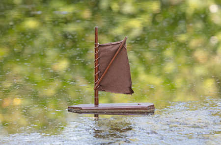 Model of the ship is swimming in the pool, the Netherlandsの写真素材