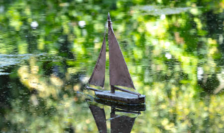 Model of the ship is swimming in the pool, the Netherlandsの写真素材
