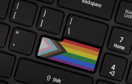 Progress LGBTQ Rainbow flag on a black keyboard - Enter keyの写真素材