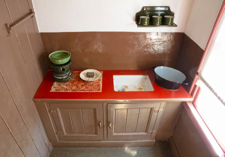 The interior of a Dutch kitchen from the 1920s, not in use anymoreの写真素材