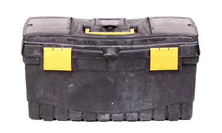 Isolated used toolbox used by the construction industry (on white)