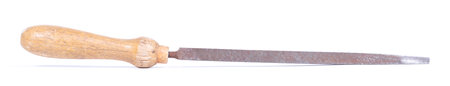 Old file with wood handle on a white background