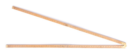 Old wood measure tool, isolated on white