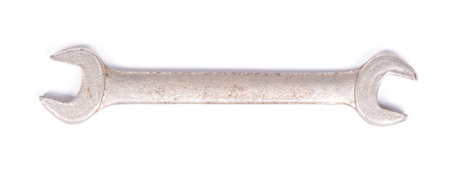 Old hand tools, old wrench on a white background