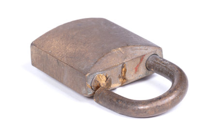 Image of a broken lock with a white backgroundの写真素材