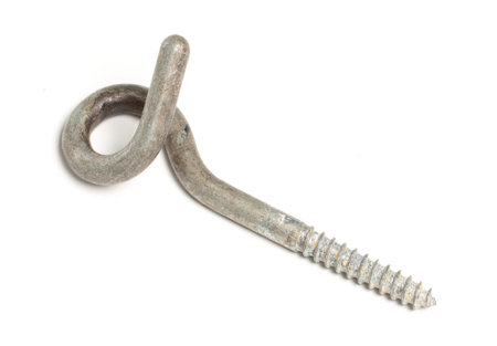 Hook for hanging something in the ceiling, close-up, isolatedの写真素材