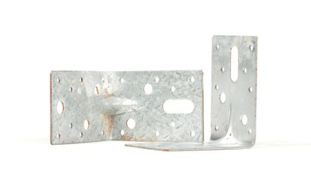 Angle metal profiles, isolated on white backgroundの写真素材