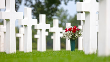 US military cemetery for World War Two in the Netherlands, selectively focusedのeditorial素材