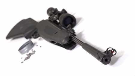 Part of an air rifle ready to receive a pellet, isolatedの写真素材