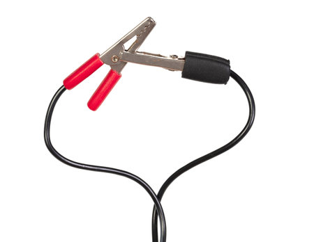 Creative charging, isolated cable on a white backgroundの写真素材