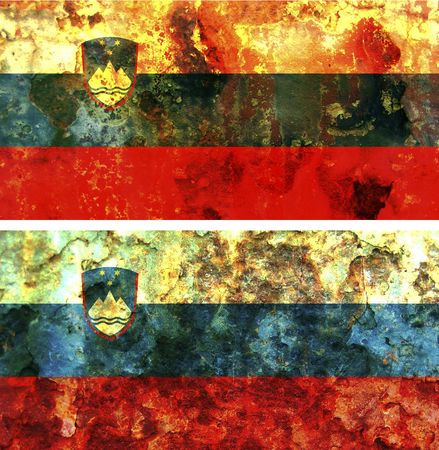 some very old grunge flag of sloveniaの写真素材