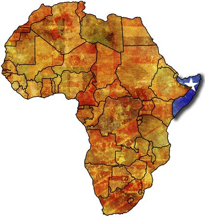 some very old grunge map with flag of somaliaの写真素材