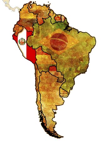 national flag of peru in country territory with other countries flagsの写真素材