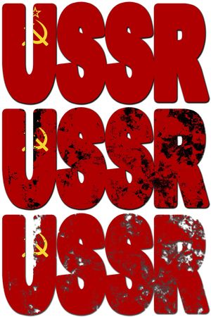 some very old grunge flag of ussr made of name of countryの写真素材