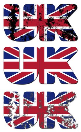 some very old grunge flag of uk made of textの写真素材
