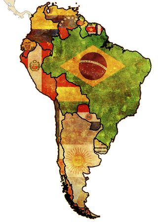 some very old grunge map of south american countriesの写真素材