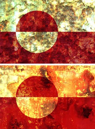 some very old grunge flag of greenlandの写真素材