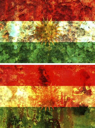 some very old grunge flag of kurdistanの写真素材