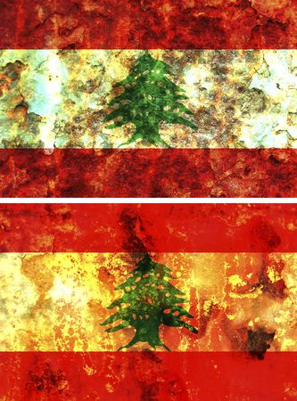 some very old grunge flag of lebanonの写真素材