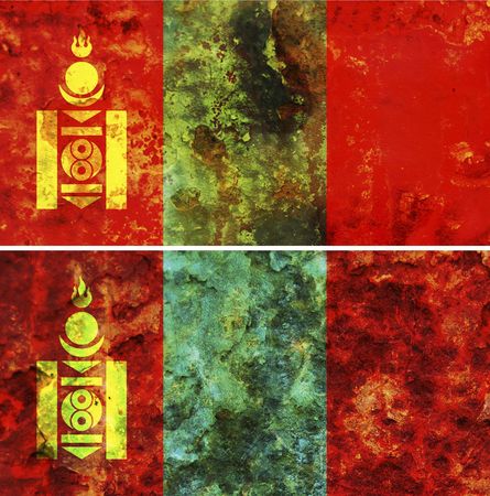 some very old grunge flag of Mongoliaの写真素材