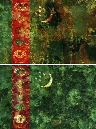 some very old grunge flag of Turkmenistanの写真素材