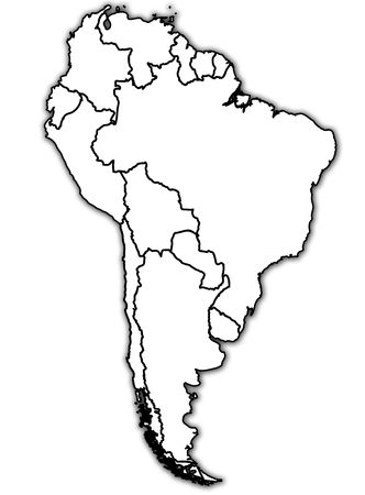 old political map of south america with country territoriesの写真素材
