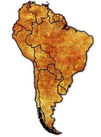 old political map of south america with country territoriesの写真素材