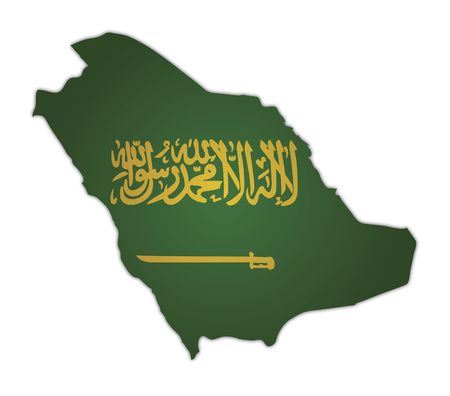 some old vintage map with flag of saudi arabiaの写真素材