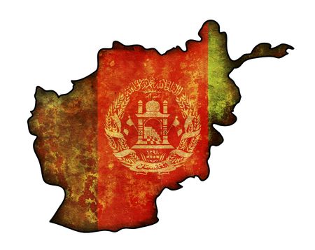 some old vintage map with flag of afghanistanの写真素材
