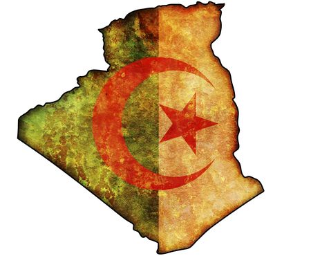 some old vintage map with flag of algeriaの写真素材