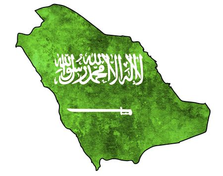 some old vintage map with flag of saudi arabiaの写真素材