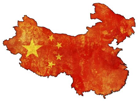 some old vintage map with flag of chinaの写真素材