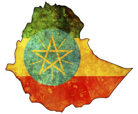 some old vintage map with flag of ethiopiaの写真素材
