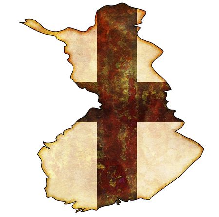 some old vintage map with flag of finlandの写真素材