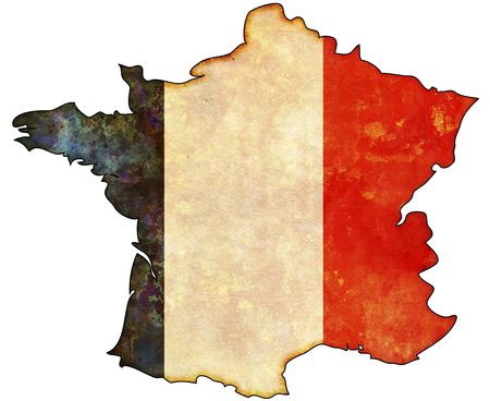 some old vintage map with flag of franceの写真素材